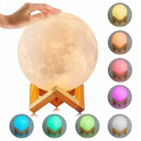 Нічник Світильник Луна настільний 3D Moon Light Lamp на пульті та сенсорне керування 15 см