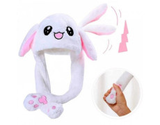 Светящаяся шапка Пикачу Pikachu toys с двигающими ушками плюшевая White