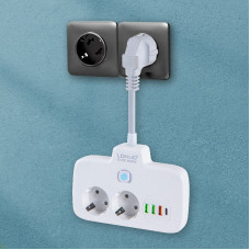 Мережевий фільтр LDNIO SE2435 з двома EU-розетками, чотирма USB-портами з QC3.0 і PD 20 Вт, захист від перегрівання