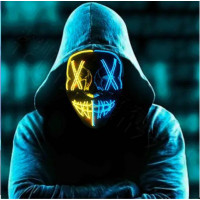 Маска з підсвіткою для Хелловіна "Судна ніч" Patriot з неоновим жовто-синім світінням і трьома режимами