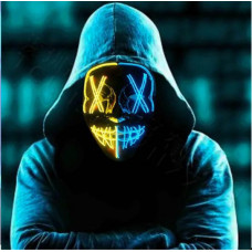 Маска з підсвіткою для Хелловіна "Судна ніч" Patriot з неоновим жовто-синім світінням і трьома режимами