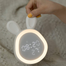 Дитячий LED-годинник «Зайчик» із підсвіткою, будильником, сенсорним керуванням і USB-зарядкою