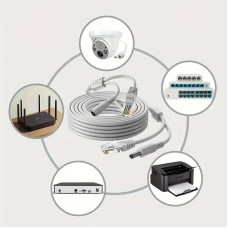 Готовый комбинированный кабель RJ45 с DC длиной 10 метров, медный, предназначен для систем видеонаблюдения