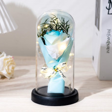 Букет із мила Троянда KR-02 у скляній колбі з LED-підсвіткою