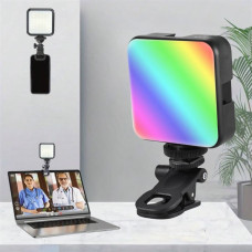 Накамерний відеосвітло AY-83 з акумулятором міні LED RGB з прищіпкою