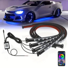 Bluetooth світлодіодна підсвітка дна автомобіля RGB 12V дві стрічки 90 і 120 см