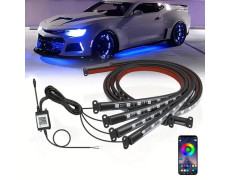 Bluetooth светодиодная подсветка дна автомобиля RGB 12V две ленты 90 и 120 см