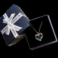 Женское золотое ожерелье Heart Love с голубым циркониевым камнем