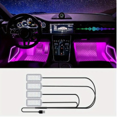 RGB підсвітка салону авто 4 шт USB Bluetooth для ніг із застосунком