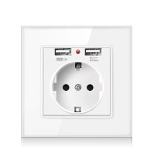 Розетка SIXWGH із заземленням і 2 USB-портами біла WH034W