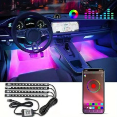 Світлодіодні RGB стрічки підсвічування з 16 млн кольорів для салону автомобіля з керуванням через застосунок APP