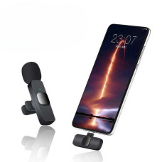 Комплект петличних мікрофонів K9+ Wireless Lavalier Microphone з перехідниками Lightning Type-C чорний