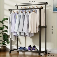 Телескопічна подвійна підлогова вішалка для одягу Double Pole 3 JL-DSG-8641, 78×150×42 см, з коліщатками