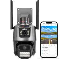 Вулична WiFi камера відеоспостереження Dual Lens 6MP з бузком