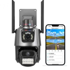 Вулична WiFi камера відеоспостереження Dual Lens 6MP з бузком