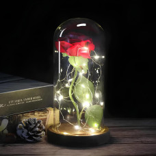 Троянда в колбі біла N-651 зі світлодіодною LED-підсвіткою маленька