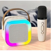 Мини-детское караоке K12 с беспроводным микрофоном, портативной Bluetooth колонкой и LED-подсветкой