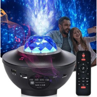 Лазерный проектор-ночник звёздного неба с Bluetooth, LED-подсветкой, пультом и таймером до 25 м²