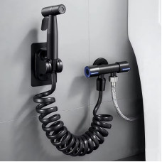 Гігієнічний душ-кран для біде AAE22-3-Black, комплект із неіржавкої сталі, чорний, з тримачем і шлангом