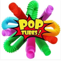 Набір сенсорних антистрес іграшок S Fidget Pop Tube, 12 еластичних пластикових трубок
