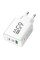 Зарядний пристрій для телефона 65W GaN TRG-185, USB Type-C і A, швидке заряджання Біла