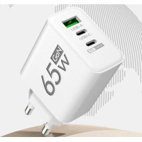 Зарядний пристрій для телефона 65W GaN TRG-185, USB Type-C і A, швидке заряджання Біла