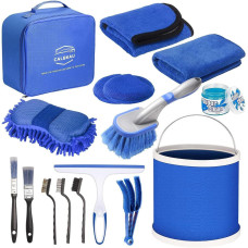 Комплект для миття й прибирання автомобіля CS-003, 14 предметів у сумці, блакитний