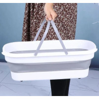 Складное ведро для уборки и стирки Barrel LY-630, силиконовое ведро с ручками 15 л серо-белое