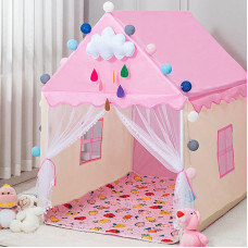 Дитячий ігровий намет Будиночок «Замок» рожевий 130×100×120 см — складаний ігровий шатер для дівчаток, намет для дому та вулиці