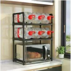 Полиця-стелаж для кухонного посуду з гачками, органайзер для мікрохвильової печі 48х26х71 см