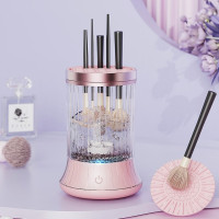 Портативна щітка для чищення пензлів для макіяжу Rayhomer із сенсорним керуванням і USB, 300 мл рожевий