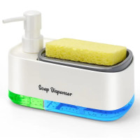 Дозатор для моющего средства с подставкой для губки 2 в 1, 33371, белый / Диспенсер с органайзером для губки 400+380 мл