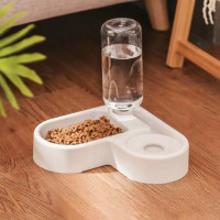 Подвійна миска з автопоїлкою для кішок і собак AND LY-622  годівниця та поїльник 2 в 1 на підставці, кутова, 450 мл