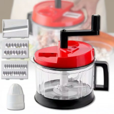 Овочерізка та кухонний подрібнювач BIG MAC AND LY-974 з ручним приводом і 5 лезами — механічна овочерізка 3 л для нарізання