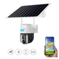 Автономная 4G камера видеонаблюдения V380 PRO VC3 с солнечной панелью и аккумулятором 18650, 4 МП, поворотная, белая