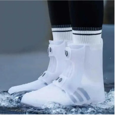 Бахіли силіконові водонепроникні багаторазові для взуття 43-45, високі чохли від дощу та бруду AND141