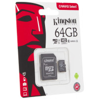Карта памяти microSD Kingston Class 10 UHS-I 64 ГБ