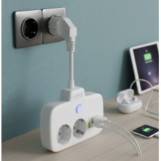 Мережевий фільтр LDNIO SE2435 з двома EU-розетками, чотирма USB-портами з QC3.0 і PD 20 Вт, захист від перегрівання