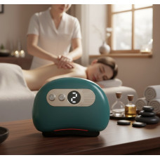 Електричний масажер-скребок гуаша з функцією нагрівання, вібрації та мікрострумів, білий та зелений