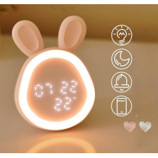 Детские LED часы «Зайчик» с подсветкой, будильником, сенсорным управлением и USB зарядкой