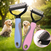 Двусторонняя расческа для вычесывания шерсти кошек и собак AND217 Дешеддер колтунорез для удаления подшерстка
