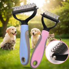 Двусторонняя расческа для вычесывания шерсти кошек и собак AND217 Дешеддер колтунорез для удаления подшерстка