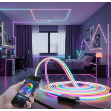 Силіконова світлодіодна гнучка стрічка 5 м RGB, силікон, 12-220V, декоративна