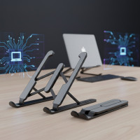 Регулируемая подставка для ноутбука Laptop Stand, пластик, 6 уровней высоты, черная, 10–17.3"