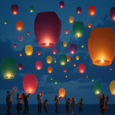 Небесные фонари летающие купол 10 шт разных цветов бумажные