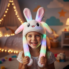 Світна шапка Пікачу Pikachu toys з рухомими вушками плюшева White