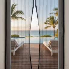 Антимоскитная сетка на магнитах Magic Mesh для дверей 210х100 см Черная / штора самозакрывающаяся