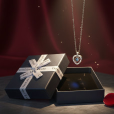 Кулон с цепочкой сердце I love you золото на 100 языках мира с гравировкой и проекцией фразы «Я Люблю Тебя»