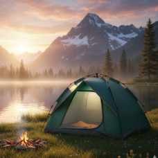 Палатка двухместная автоматическая легкая установка водонепроницаемая ткань комфортный отдых в лесу