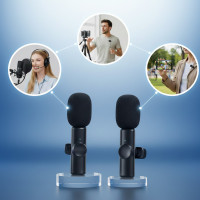 Петличний мікрофон комплект K11 Wireless Lavalier Microphone з адаптером Lightning чорний